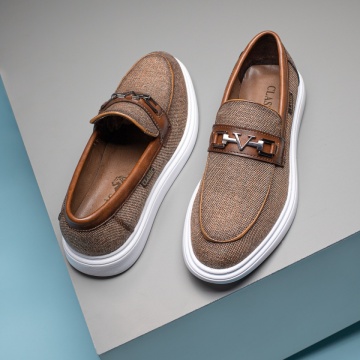 Mocasini barbati cu accesoriu metalic maro MOD11650, 1, modlet.ro