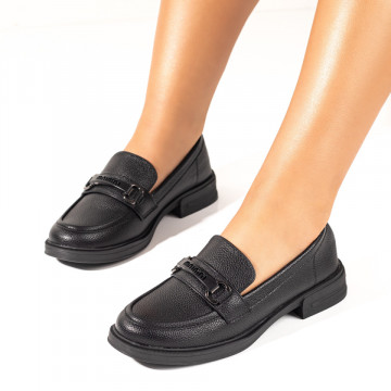 Mocasini dama negri cu accesoriu metalic MOD10048, 2, modlet.ro
