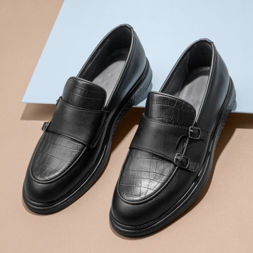 Mocasini negri barbati cu imprimeu si catarame MOD11682, 1, modlet.ro