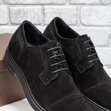 Pantofi barbati eleganti din Piele naturala negri suede MOD10674, 4, modlet.ro