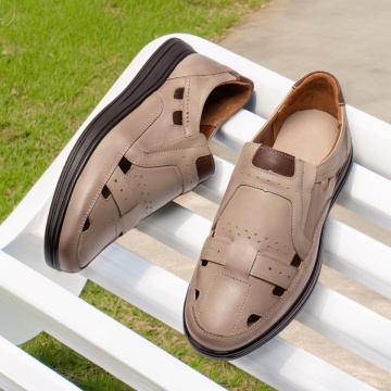 Pantofi casual barbati cu perforatii bej din Piele naturala ZEF13466, 3, zeforia.ro
