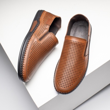 Pantofi casual barbati cu perforatii maro din Piele naturala MOD13644, 2, modlet.ro