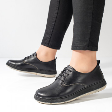 Pantofi casual cu siret negri din Piele naturala MOD11122, 2, modlet.ro