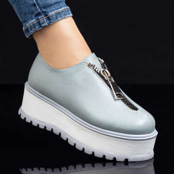 Pantofi casual dama albastri cu fermoar din Piele naturala MOD08272, 4, modlet.ro