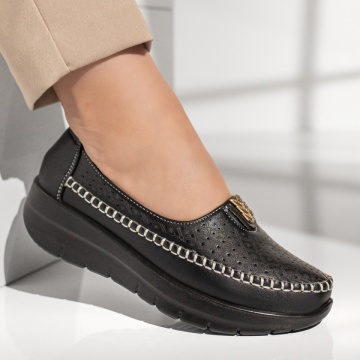 Pantofi casual dama cu accesoriu decorativ negri MOD13085, 4, modlet.ro