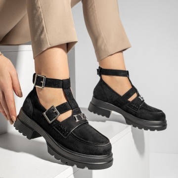 Pantofi casual dama cu aplicatii metalice negru suede ZEF13095, 2, zeforia.ro