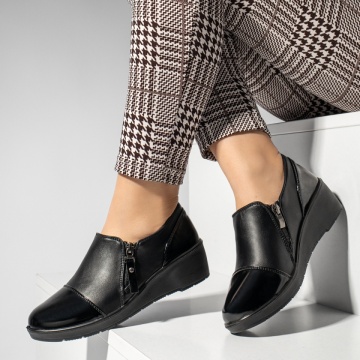 Pantofi casual dama cu fermoar negri MOD14219, 2, modlet.ro