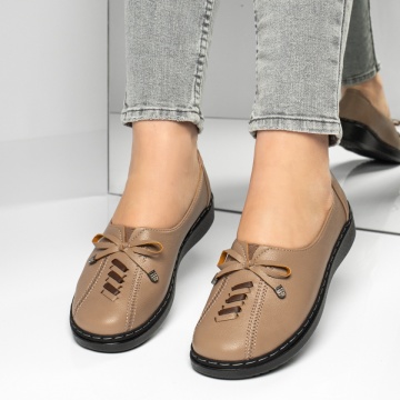 Pantofi casual dama cu fundita maro MOD13160, 3, modlet.ro