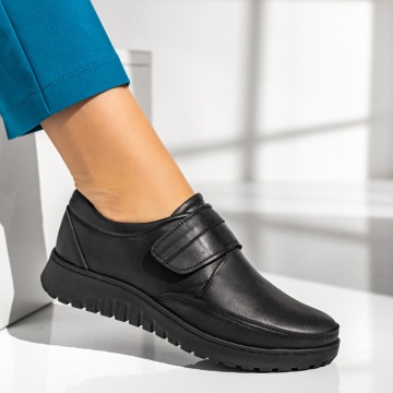 Pantofi casual dama cu inchidere cu scai negri din Piele naturala MOD14048, 3, modlet.ro