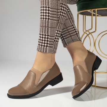 Pantofi casual dama cu insertie de material elastic bej MOD13096, 2, modlet.ro