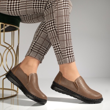 Pantofi casual dama cu insertie de material elastic maro MOD12984, 3, modlet.ro