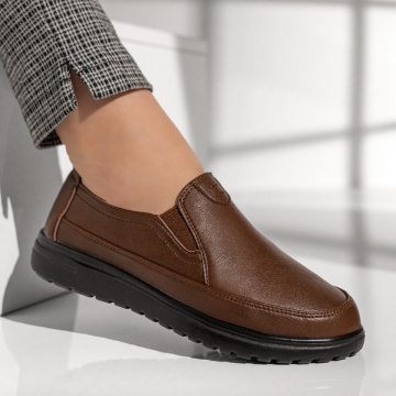 Pantofi casual dama cu insertie de material elastic maro MOD13073, 4, modlet.ro