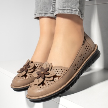 Pantofi casual dama cu model floral maro MOD13318, 2, modlet.ro