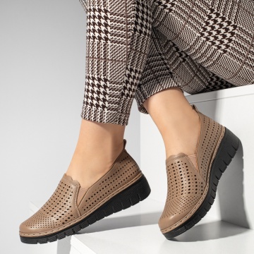 Pantofi casual dama cu perforatii bej MOD13352, 4, modlet.ro