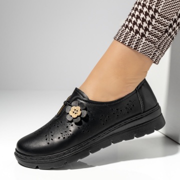 Pantofi casual dama cu perforatii negre LIA6, 2, modlet.ro