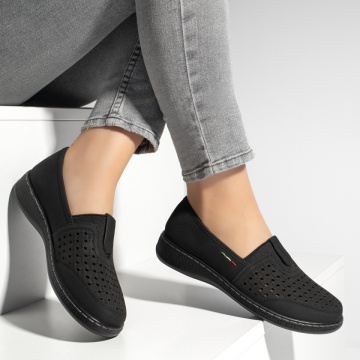 Pantofi casual dama cu perforatii negru suede MOD13311, 4, modlet.ro