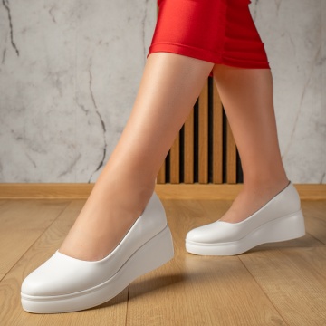 Pantofi casual dama cu platforma albi IRIS49, 3, modlet.ro
