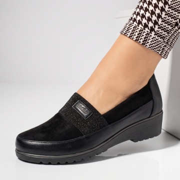 Pantofi casual cu platforma, Pantofi casual dama cu platforma negri ANA72, modlet.ro