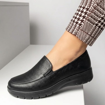 Pantofi casual cu platforma, Pantofi casual dama cu platforma negri din Piele naturala DORA44, modlet.ro