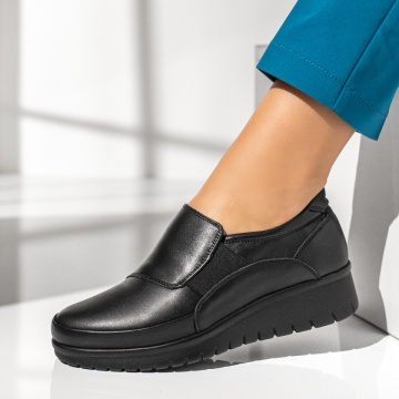 Pantofi casual dama cu platforma negri din Piele naturala MOD14050