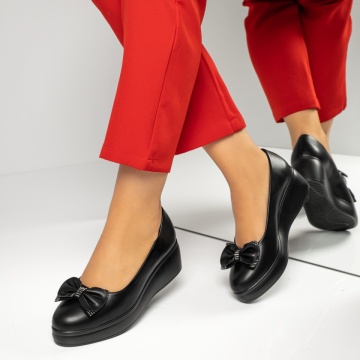 Pantofi dama, Pantofi casual dama cu platforma negri MOD10182, modlet.ro
