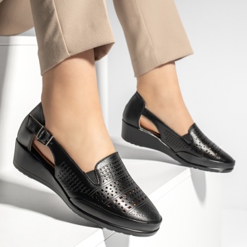 Pantofi casual cu platforma, Pantofi casual dama cu platforma negri MOD13339, modlet.ro