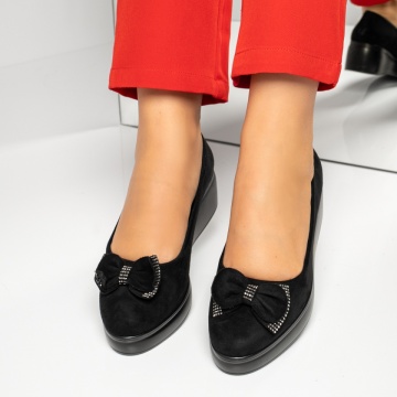 Pantofi casual dama cu platforma negru suede MOD10182, 3, modlet.ro