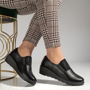 Pantofi casual dama cu platforma si strasuri negri MOD12986, 3, modlet.ro