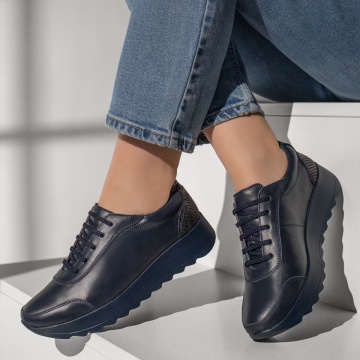 Pantofi casual dama cu siret albastri din Piele naturala MOD00430, 2, modlet.ro