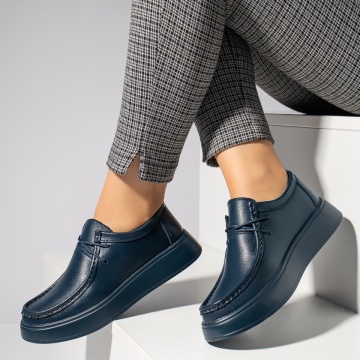 Pantofi casual dama cu siret albastri din Piele naturala MOD12284, 2, modlet.ro
