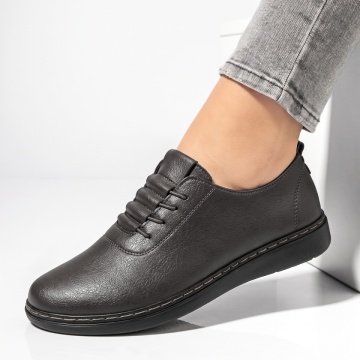 Pantofi dama, Pantofi casual dama cu siret elastic gri IOANA4, modlet.ro