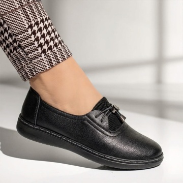 Pantofi casual dama cu siret elastic negri IOANA7, 3, modlet.ro