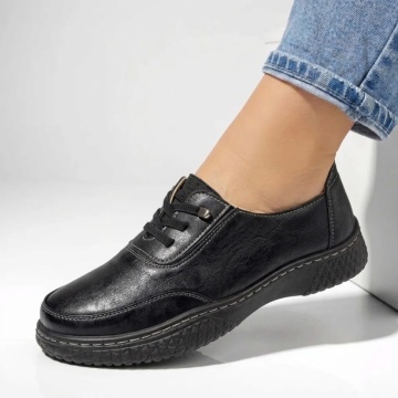 Pantofi casual dama cu siret elastic negri LILI10, 2, modlet.ro