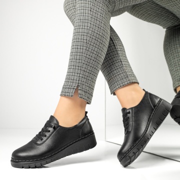 Pantofi casual dama cu siret elastic negri MOD10329, 2, modlet.ro