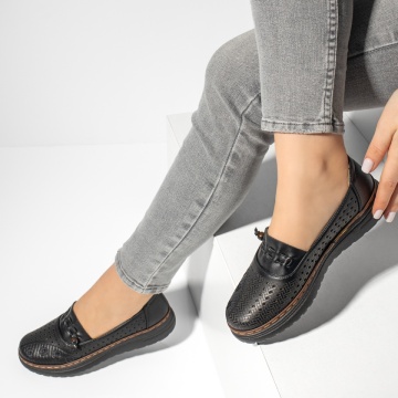 Pantofi casual dama cu siret elastic negri MOD13166, 2, modlet.ro