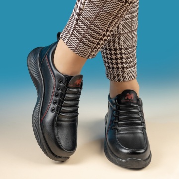 Pantofi casual dama cu siret elastic negri MOD14228, 2, modlet.ro