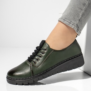 Pantofi casual dama cu siret elastic si talpa groasa verzi MOD13170, 1, modlet.ro