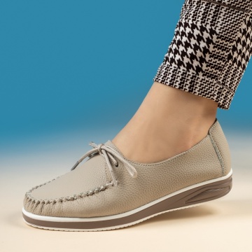 Pantofi casual dama cu siret khaki GINA7, 2, modlet.ro