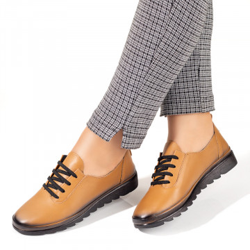 Pantofi casual dama cu siret maro din Piele naturala MOD10351, 3, modlet.ro