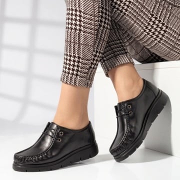 Pantofi casual dama cu siret negri din Piele naturala MOD03669, 2, modlet.ro