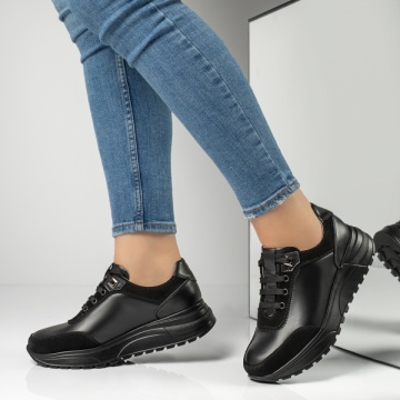 Pantofi casual dama cu siret negri din Piele naturala MOD13414, 2, modlet.ro