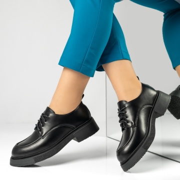 Pantofi dama, Pantofi casual dama cu siret negri MOD14255, modlet.ro