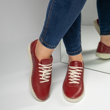 Pantofi casual dama cu siret visinii din Piele naturala MOD03629, 4, modlet.ro