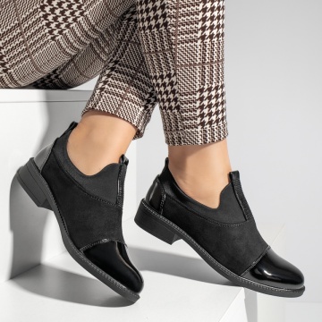 Pantofi casual dama cu strasuri aplicate negru suede MOD10979, 2, modlet.ro