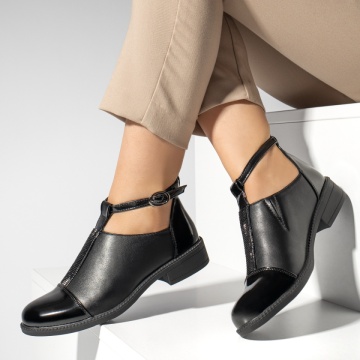 Pantofi casual dama cu strasuri aplicate si bareta negri MOD10978, 2, modlet.ro