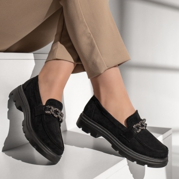 Pantofi casual dama cu strasuri negru suede MOD09981, 4, modlet.ro