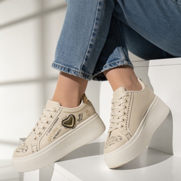 Pantofi casual dama cu talpa groasa bej MOD12957, 2, modlet.ro