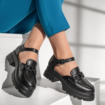 Pantofi casual dama cu talpa groasa negri MOD13017, 3, modlet.ro