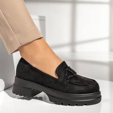 Pantofi casual dama cu talpa groasa negru suede MOD11039, 3, modlet.ro