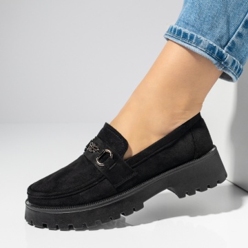 Pantofi casual dama cu talpa groasa negru suede MOD14251, 2, modlet.ro